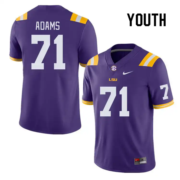 Youth LSU Tigers Tyree Adams #71 Purple NCAA Football Jersey